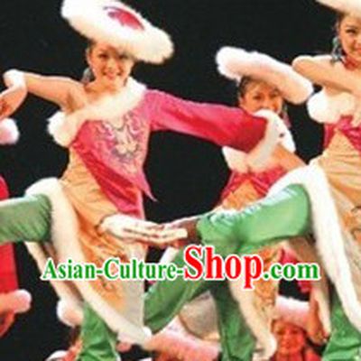 Stage Performance Tibet Dance Costumes and Hat for Women