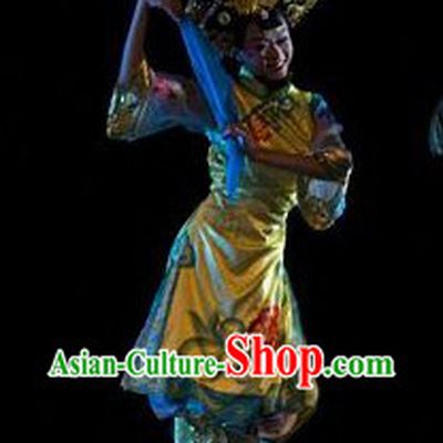 Chinese Imperial Palace Princess Dance Costumes and Headwear Complete Set