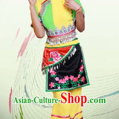 Yi Minority Torch Festival Dance Costume and Hat Complete Set for Women