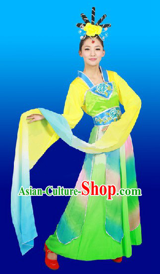 Ancient Chinese Classic Dance Costume and Headwear Complete Set for Women