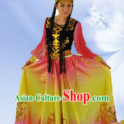 China Xinjiang Dance Outfit and Hat Complete Set for Women