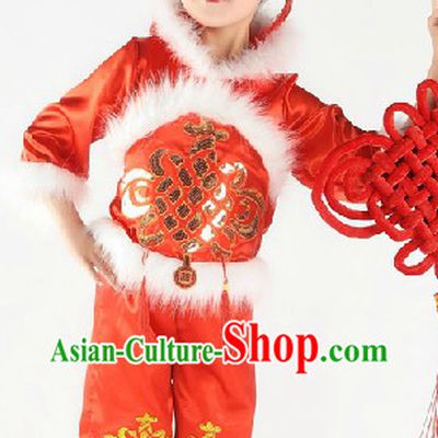 Red New Year Stage Performance Dance Costume for Children