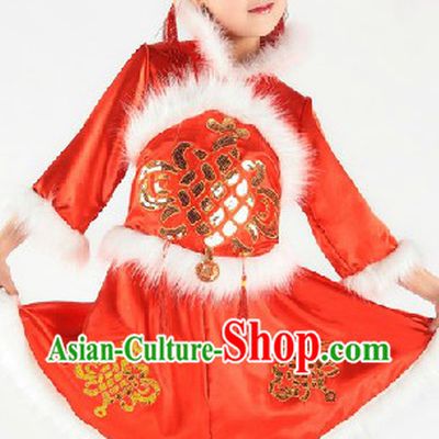 Red New Year Stage Performance Dance Costume for Children