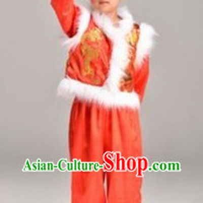 Red New Year Stage Performance Dance Costume for Boys