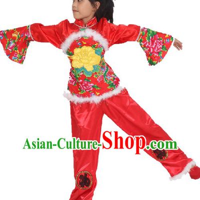 Red Lunar New Year Stage Performance Dance Costume for Girls