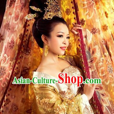Ancient Chinese Imperial Royal Palace Princess Clothing and Headwear Complete Set