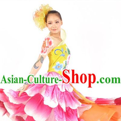 Chinese Classical Peony Dance Costumes and Headdress Complete Set for Women