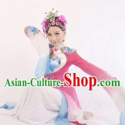 Long Sleeves Chinese Classic Dance Costumes and Headdress Complete Set for Women