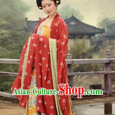 Ancient Chinese Tang Dynasty Female Clothing and Hair Accessories Set for Women
