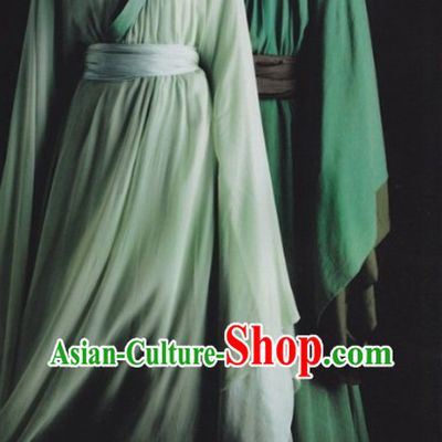 Traditional Ancient Chinese Green Hanfu Clothing for Men and Women