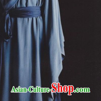 Blue Traditional Ancient Chinese Hanfu Clothing for Men and Women