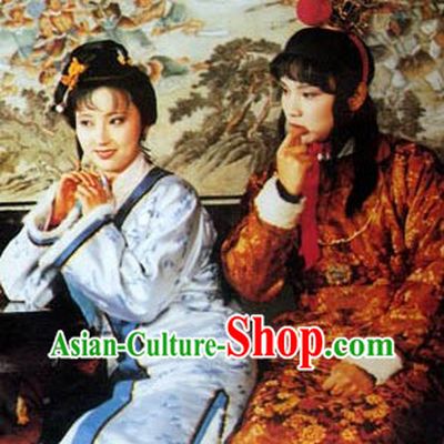 A Dream in Red Mansions Lin Daiyu and Jia Baoyu Costumes and Hair Accessories Complete Sets