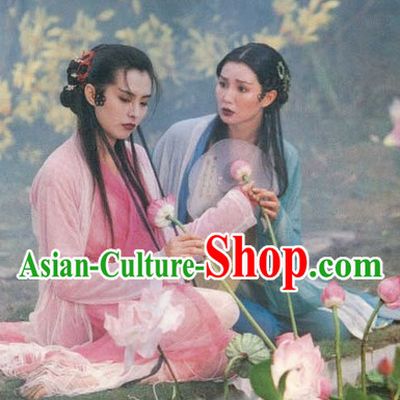 Green Snake Chinese Ancient Fairytale Bai Suzhen and Xiao Qing Costumes and Hair Accessories