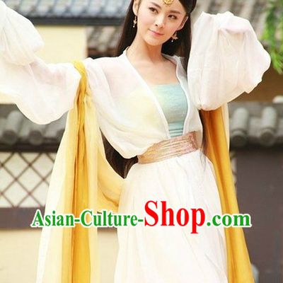 Ancient Chinese Beauty White Dance Costume for Women
