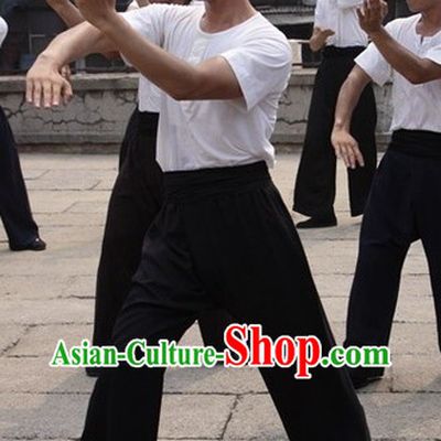 Yip Man Ye Wen White Kung Fu Tshirt Black Pants and Black Shoes Complete Set