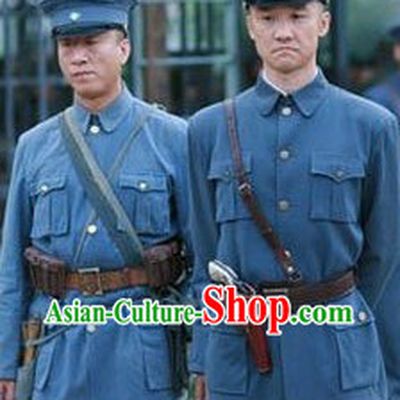Minguo Time Military Officer Costumes Uniform and Cape Complete Set