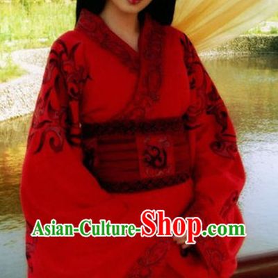 Ancient Chinese Han Dynasty Queen Clothing and Wig Complete Set