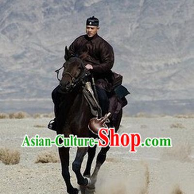 Chinese Traditional Black Landlord Jacket and Skirt for Men