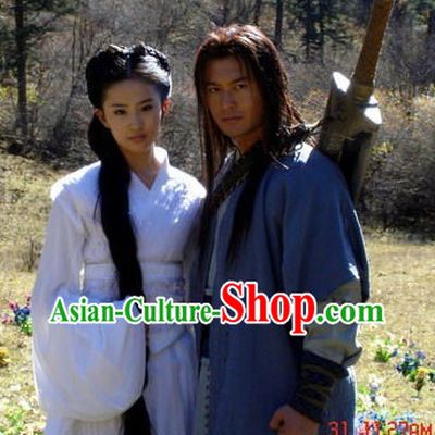 Ancient Chinese Swordsman and Dragon Lady Couple Clothing
