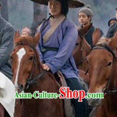 Chu Han Legend Ancient Chinese Hanfu and Bamboo Hat for Men