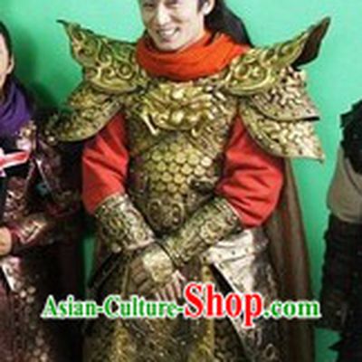 Ancient Chinese Tang Dynasty General Armor Costumes and Helmet for Men