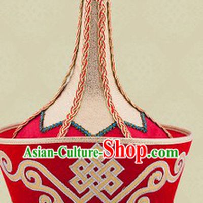 Handmade Traditional Chinese Mongolian Wedding Hat for Bridegroom