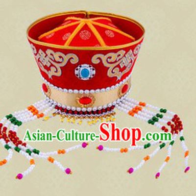 Traditional Chinese Ethnic Mongolian Wedding Hat for Women