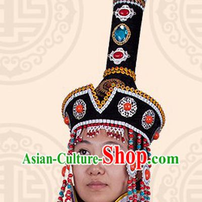 Traditional Chinese Stage Performance Ethnic Mongolian Hat for Women