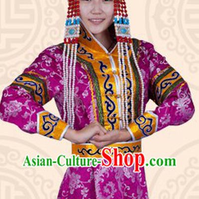 Traditional Chinese Ethnic Mongolian Long Suit for Women