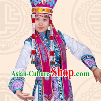 Traditional Chinese Ethnic Mongolian Long Garment for Women