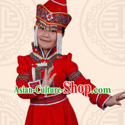 Mongolian Princess Clothing and Headwear for Children