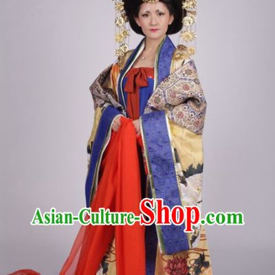 Traditional Ancient Chinese Wu Ze Tian Costumes and Headwear Complete Set