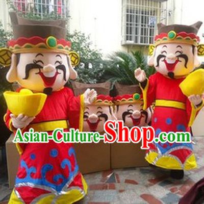 Traditional Chinese Cai Shen Ye Cartoon Mascot Costume for Men
