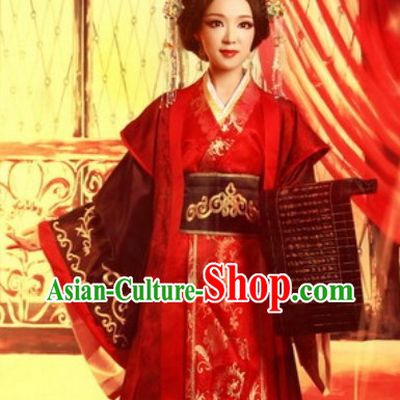 Chinese Han Dynasty Empress Wedding Dress and Hair Accessories