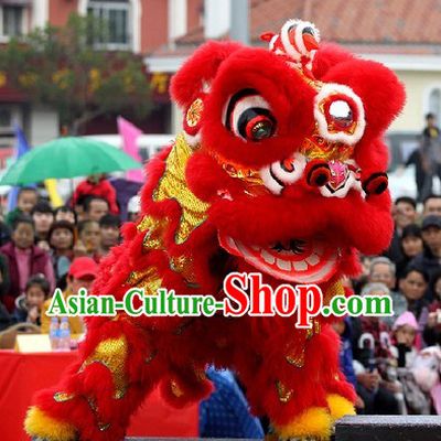 Happy Lunar New Year Supreme Grand Opening and Happy Celebration Red Lion Dance Costume Complete Set