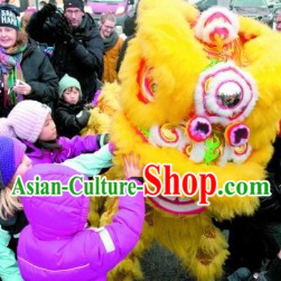 Yellow Happy New Year Supreme Quality Lion Dance Costume Complete Set