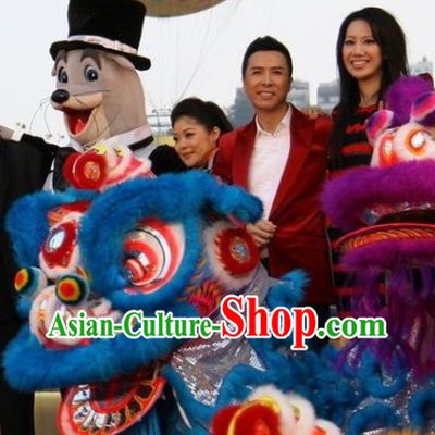 Wish You a Happy New Year Top Blue Lion Dance Costume Complete Set