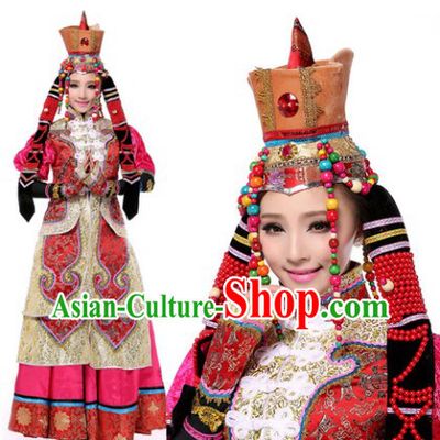 Traditional Mongolian Clothes and Hat for Women