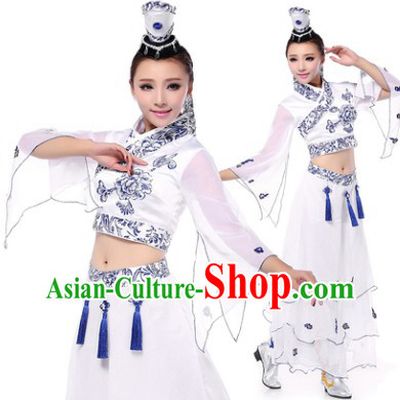 Professional Chinese Classic Ceramics Dance Costumes and Headwear Complete Set for Women