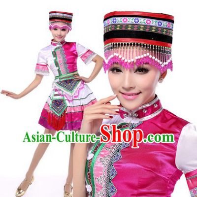 Professional Chinese Classic Miao Clothing and Headwear Complete Set for Women