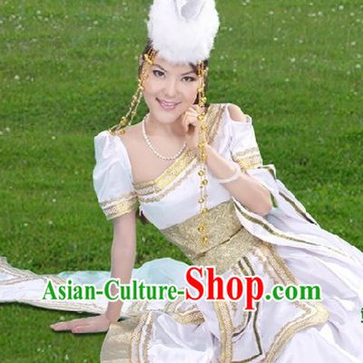 Traditional Mongolian Princess Clothes and Hat Complete Set for Women