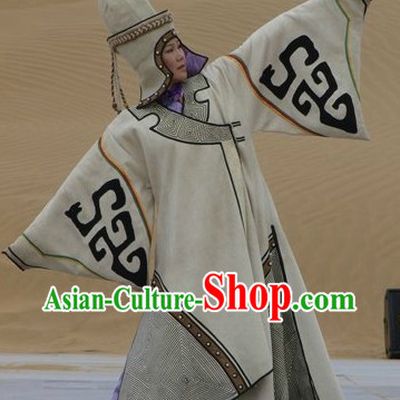 Ancient Chinese Traditional Mongolian Robe and Hat
