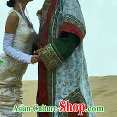 Traditional Mongolian Emperor and Empress Clothes and Hats Complete Set