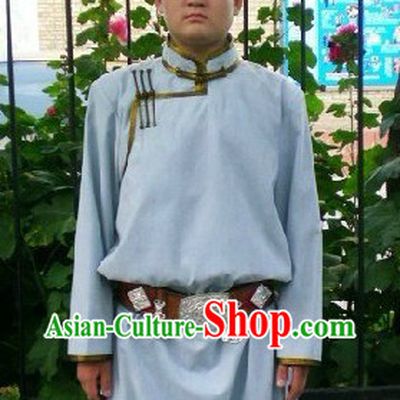 Traditional Mongolian Daily Clothing and Hat Complete Set for Men
