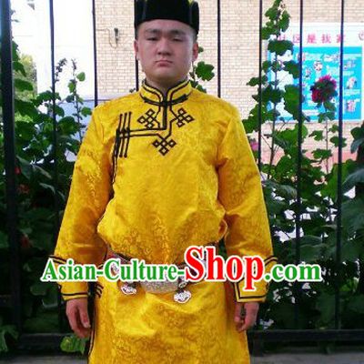 Traditional Mongolian Daily Dresses and Hat Complete Set for Men