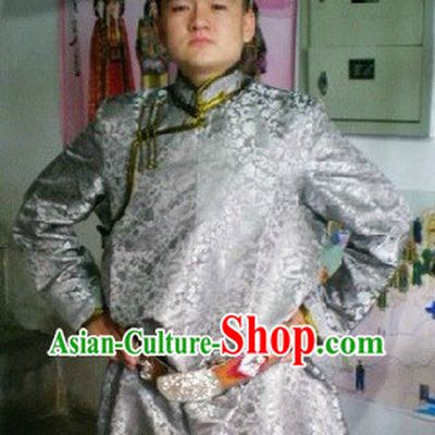 Traditional Mongolian Daily Outfit and Hat Complete Set for Men