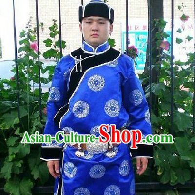 Traditional Mongolian Daily Suit and Hat Complete Set for Men