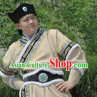 Mongolian National Clothing and Hat Complete Set for Men