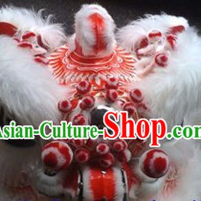 Classic White Handmade Fut San Lion Dance Costumes Complete Set