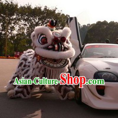 Pure White Sheep Fur Hok San Lion Dance Clothing Complete Set